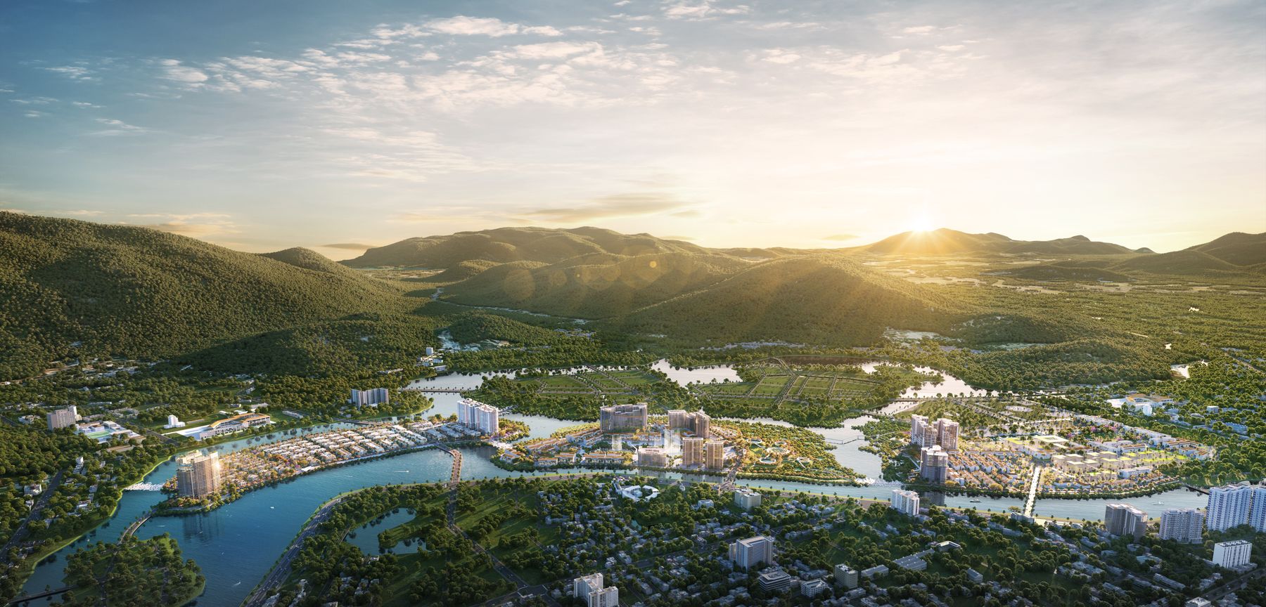 Phối cảnh Charmora City hoàng hôn